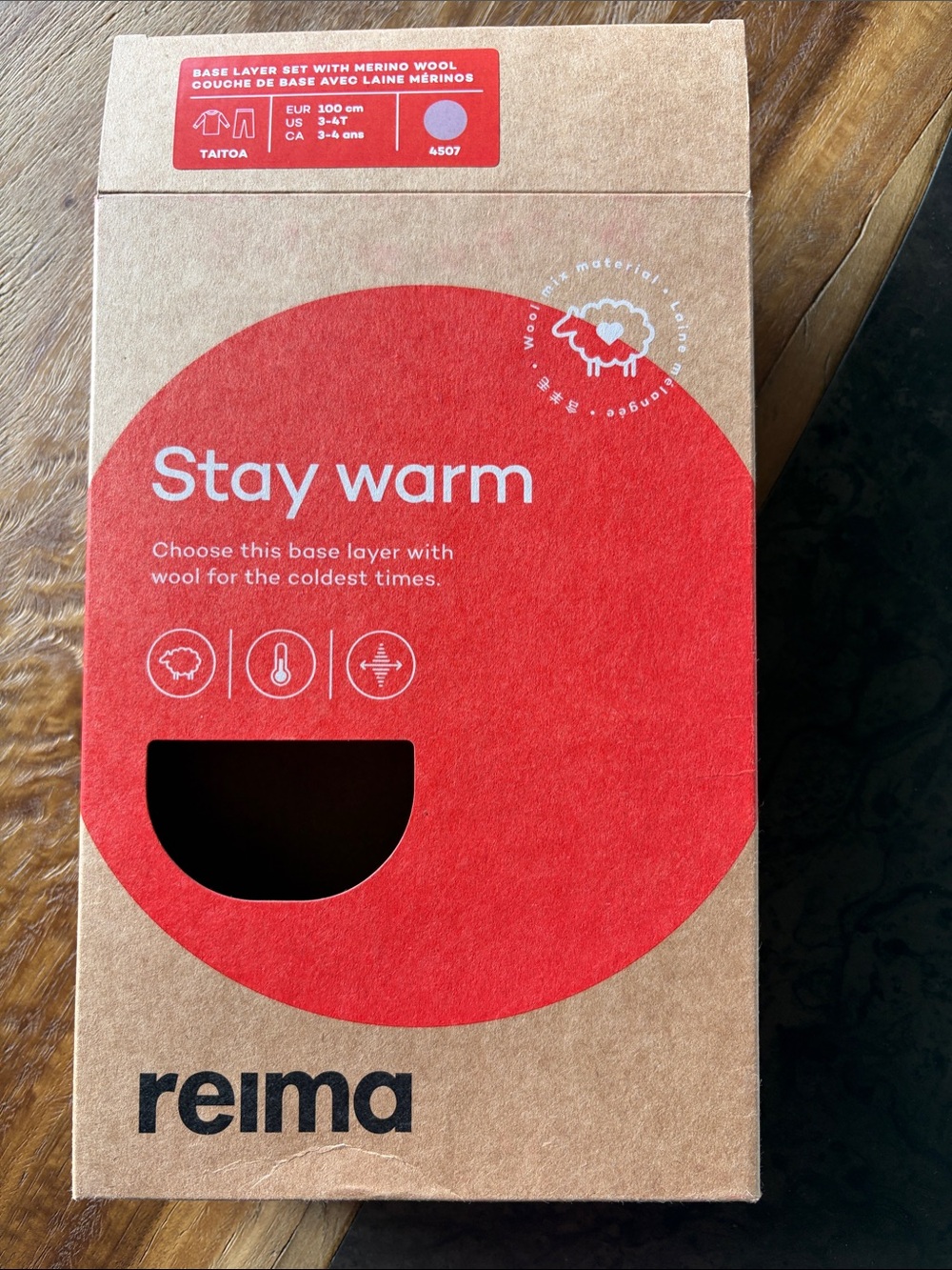 Reima Kids Merino Wool Base Layer Set - Red